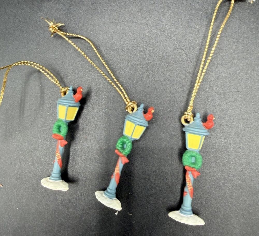 3 Trim A Home Village Light Post Mini Christmas Ornaments -LO22